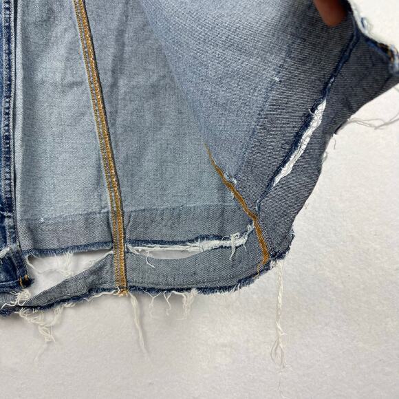 BDG XS Mandi A-Line High Front Slit Distressed Raw Hem Blue Denim Maxi Skirt - Picture 5 of 12